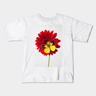 Dogface Butterfly On Red Mum Kids T-Shirt